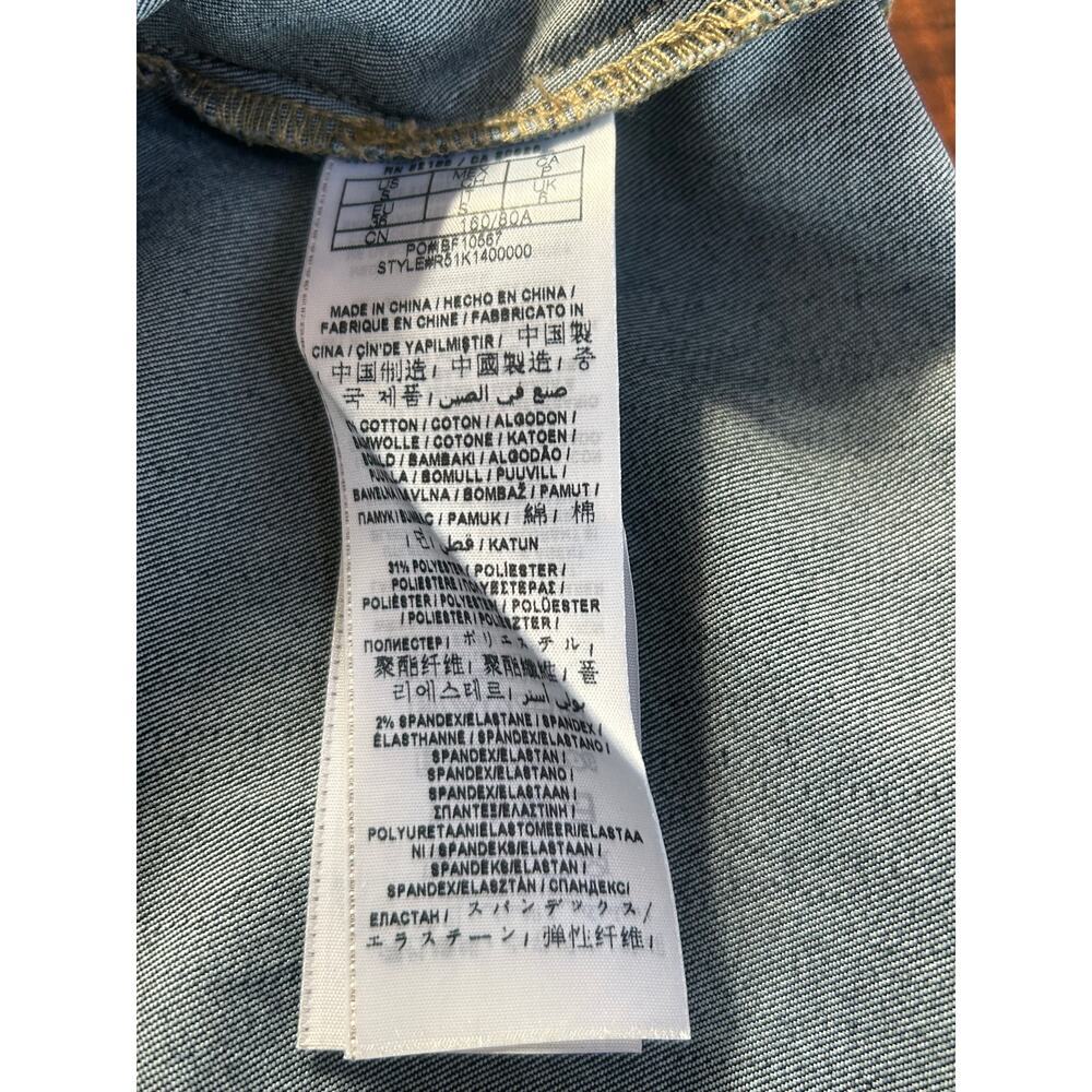 G by GUESS Blue Denim Asymmetric Moto Zip Mini Dress S - Picture 6 of 7